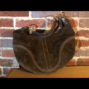 Coach- Brown suede saddlebag purse